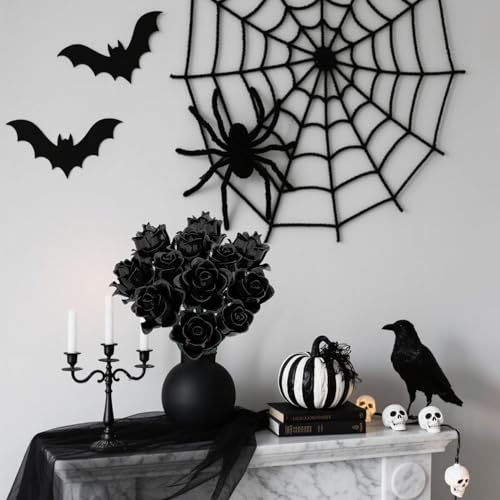 Image of Black Roses Bouquet Building Set, Artificial Flowers Botanical Collection Building Block for Adults, Gothic Home Decor for Women, Girls, Compatible with Lego Flowers, 585 PCS