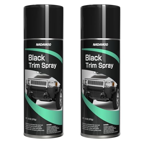 NADAMOO Automotive Black Trim Spray Paint, 2 Cans, Instantly Revives Color for Car Plastic Vinyl Rubber, Vehicle Exterior and Interior Plastic and Trim Restorer Aerosol Paint Can, Satin Finish