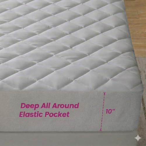 Image of Trance Home Linen 100% Waterproof Quilted Mattress Protector Single Size 72x36 | 100% Cotton | Ultra Soft Bed Protector Breathable Noiseless | Elastic Fitted Mattress Cover | Bed Cover (6x3 ft Grey)