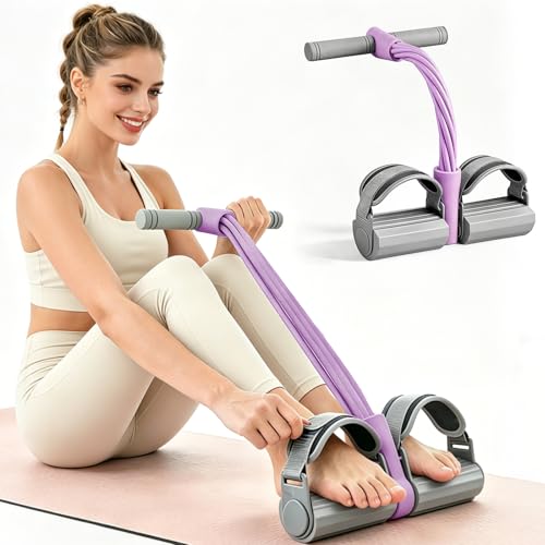 Rantuia Resistance Bands with Handles, Adjustable Foot Pedal Resistance Band, 6-Tubes Pure Natural Rubber Pedal Resistance Band, Foot Pedal Resistance Band Suitable for Abdomen, Hands, Legs and Arms