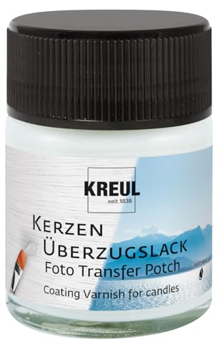 KREUL 49971 - Foto Transfer Potch Überzugslack für Kerzen Seidenglanz, Glas mit 50 ml, auf Wachsbasis, zum Schutz der übertragenen Bilder vor Staub und Schmutz