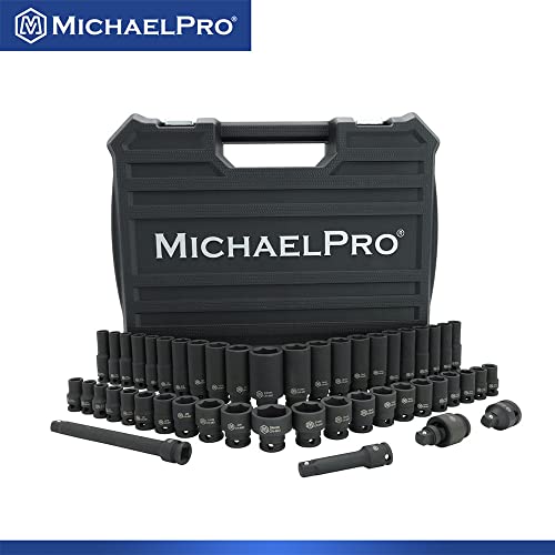 MichaelPro MP005035 3/8" Drive Impact Socket Set Metric and Standard SAE Sizes (5/16” to 3/4" and 8 to 24mm), 48-Piece Standard and Deep Sockets, CR-MO, Mechanic Socket Set - Image 7