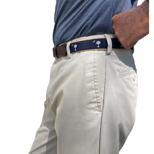 Image of Charleston Belt SC Palmetto Moon Genuine Leather State Flag Ribbon Belt