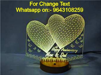 Apna Photo Personalised Handcrafted Wooden Base 3D LED Night Lamp with Customised Name and Tagline (White)