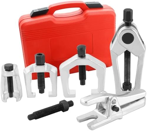 DASBET 5PCS Ball Joint Separator Front End Service Tool Kit 5-in-1 Pitman Arm Puller Tie Rod End Removal Tool Set for Front End Service Splitter Removal Kit