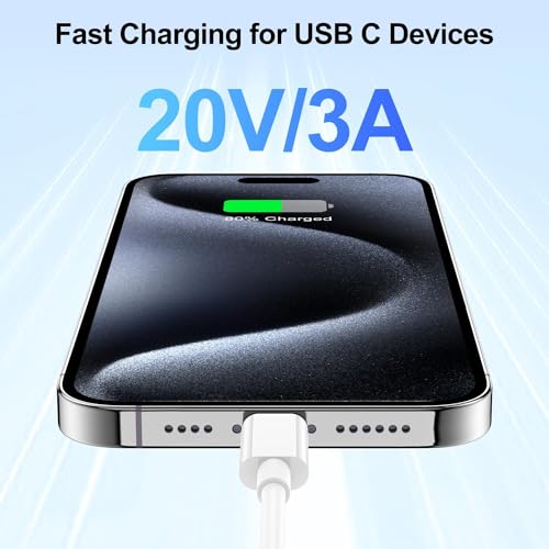 USB C auf USB C Kabel 3 M, 60W Braided iPhone Ladekabel USBC Schnellladekabel Typ 3m für iPhone 18/17e/17 Pro/16 Pro/16 Pro Max/15 Plus… – Ansicht 4