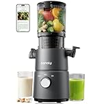 Canoly C03 Cold Press Juicer, 4.5" Wide Feed Chute Juicer Machine with 200W AC Motor, Fit Whole Vegetables & Fruits, 2-in-1 Strainer (Juice & Nut Milk Maker), Space-saving, Easy to Clean, Matte Grey