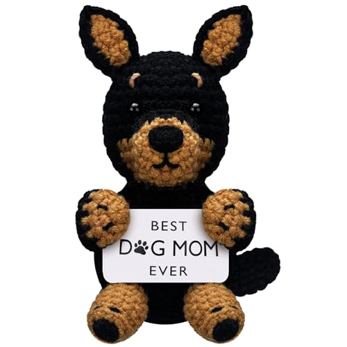 Yookeer Dog Lover Gifts for Women Dog Mom Gifts Handmade Emotional Positive Crochet Animals Funny Birthday Present Cute Present Idea for Friends Sisters for Christmas(Doberman)