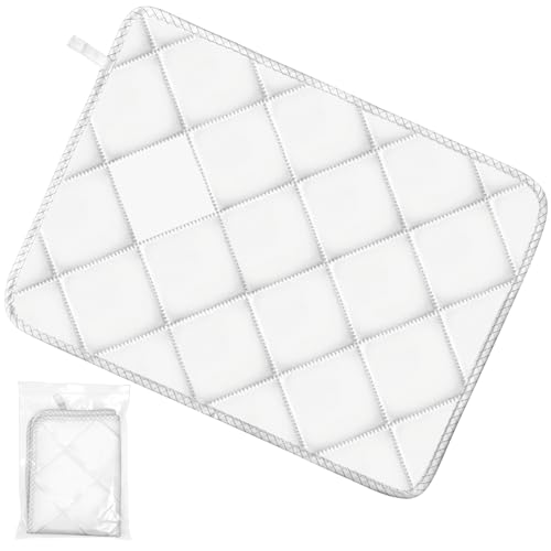 3 Ply Thick Microfiber Lens Cleaning Mat for RGP Ortho K Lenses Anti Slip Super Absorbent Lint Free Washable with Hanging Loop for Glasses Screens Camera - White