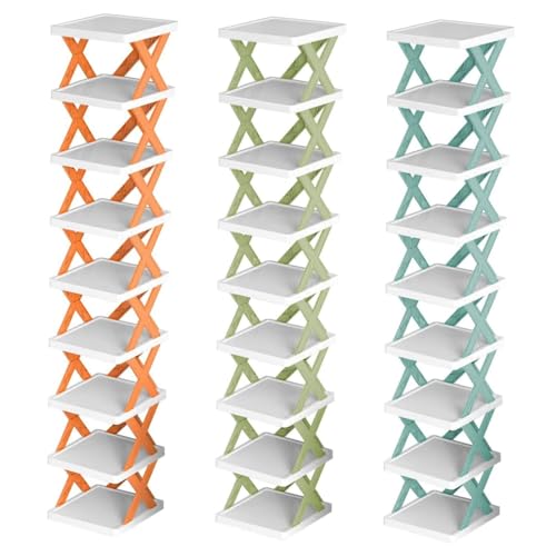 Étagère à chaussures empilable 9 niveaux meuble de rangement pliable et compact