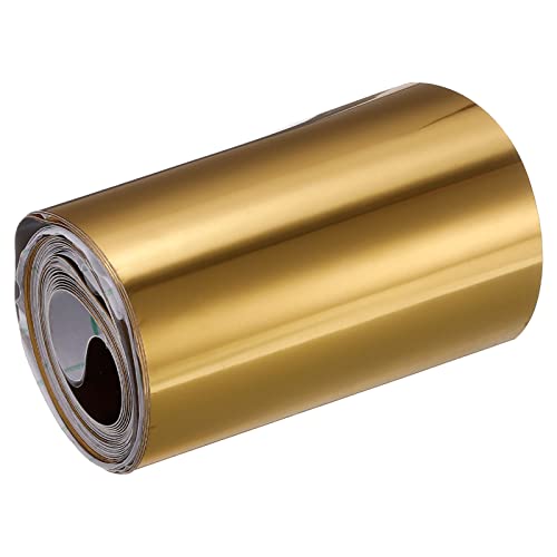Image of uxcell Waterproof Peel and Stick Decorative Tape Self Adhesive 3.15 inch W x 16.4'L PVC Removable Tape for Wall Edge Glossy Gold Tone (Thickened Style)