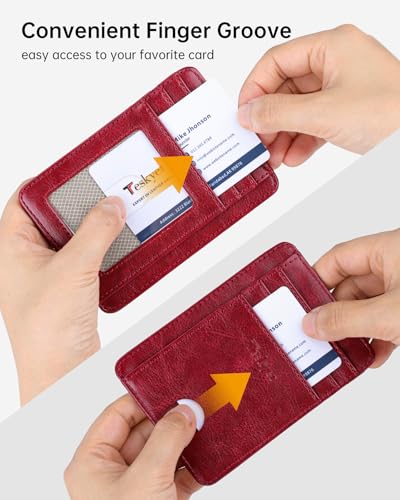 Image of Teskyer Slim Minimalist Wallet for Men, RFID Front Pocket Card Holder | Ultra Slim Front Pocket Design, 8 Card Slots, RFID Protection, Smooth Faux Leather for Everyday Carry