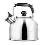 Tea Kettle Whistling Teapot for Stove Top Stainless Teakettle - Thin Base - Fast Boil - 3.7L/4Qt