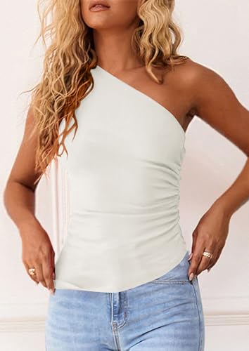 Image of PRETTYGARDEN One Shoulder Summer Tops for Women