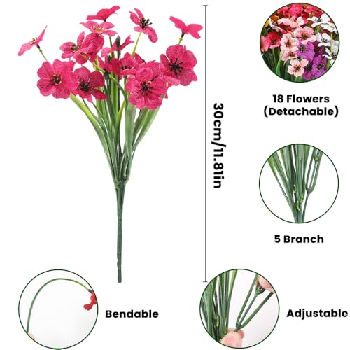 Fleurs artificielles pour extérieur JOISHOP Lot de 18 fausses plantes en soie 6 couleurs