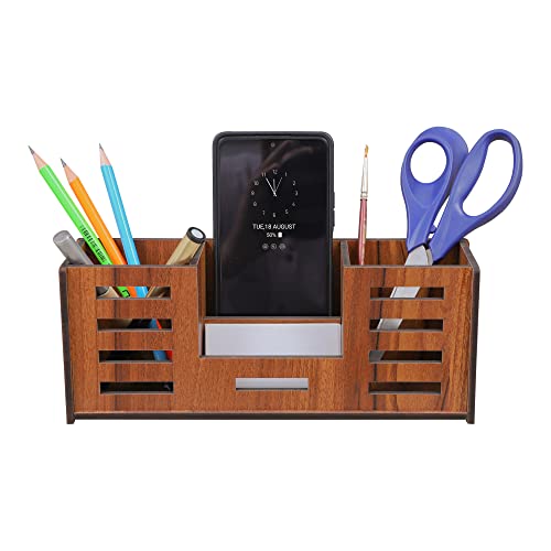 Image of Deskart Stylish Pen Stand with Business Visiting Card, Mobile Holder & Remote Holder | Multipurpose Desk Organizer for Office Desk and Gifting