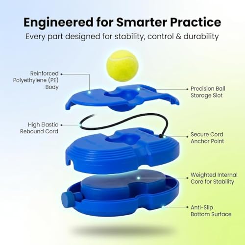 Image of Tennis Trainer Rebound Ball with String, Solo Cricket & Tennis Practice Set, Self Training Equipment for Kids & Adults, Indoor Outdoor Sports Practice Trainer (Blue)