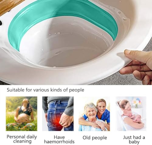Image of Foldable Seat Bath for Toilet - Adult Sitting Bathtub for Hemorrhoids, Postpartum Care & Elderly, with Hanging Design & Hand Flush Pump (Multicolour)