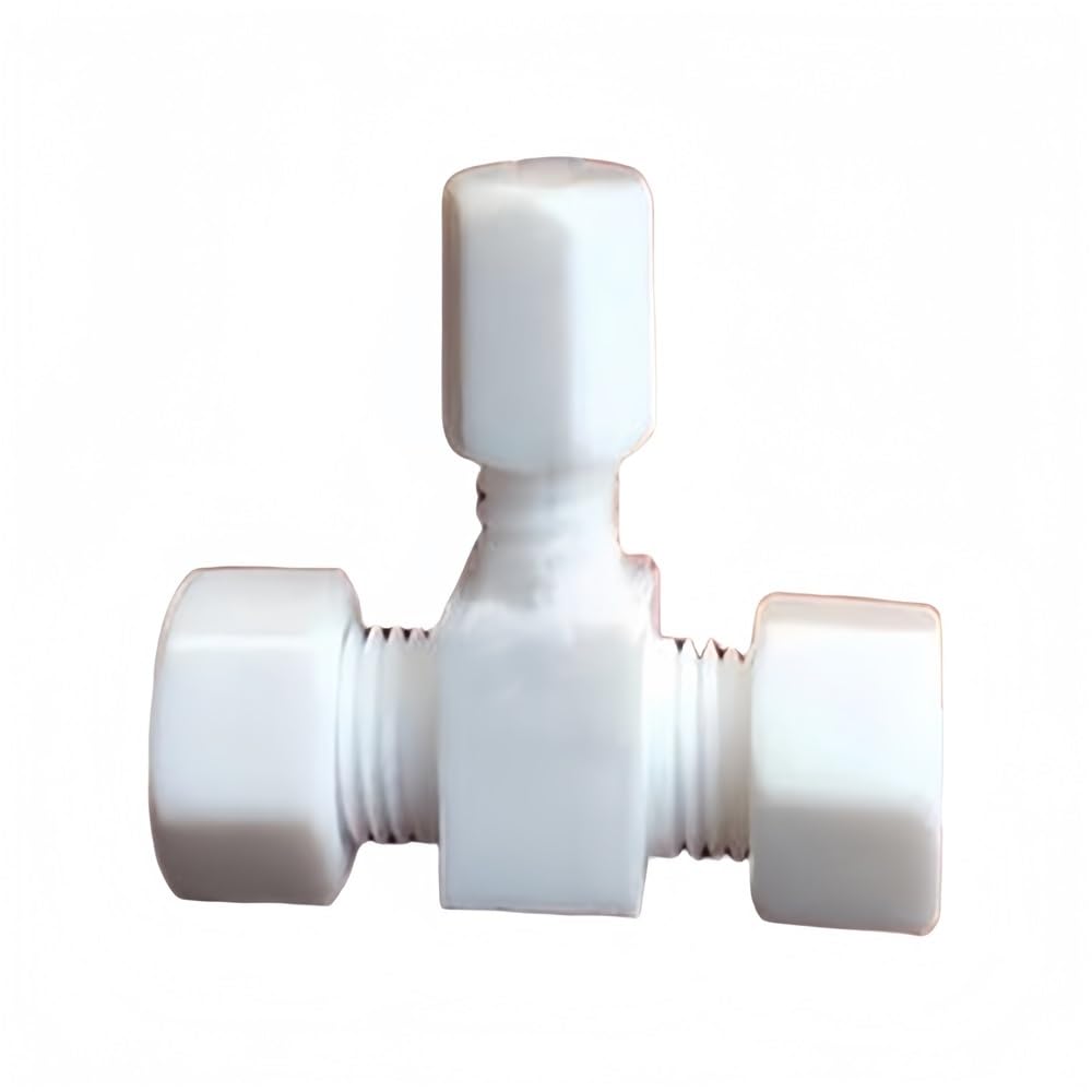 Tube Connector White Ageing Resistance T-Shape Tee Union, PTFE Three Way Compression Fitting Connector 1pc(19.05 * 19.05 * 19.05mm)