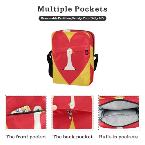 Funny Cartoon Heart Animal Duck messenger bag for women Shoulder Bag Cross Body Purse Adjustable Strap for work work2