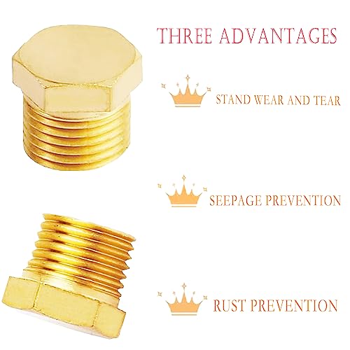 Aopanda A900723 Brass Garden Hose End Plug 1/4 Npt Plug Hex Head Plug With Thread, 1/4 Npt Adapter For Pipe Fittings thumb #1