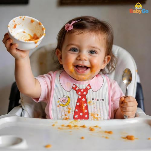 Image of BabyGo Cotton Baby Tie Button Bibs | Soft, Washable Feeding Bibs for Kids, Adjustable, Reusable, Gentle on Skin, Comfortable & Ideal for Mealtime, Perfect for Infants & Toddlers | Multicolor