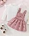 Megeoly Toddler Baby Girl Outfits Long Sleeve Ribbed T-Shirt Bow Overall Dresses Suspender Skirt Set Fall Winter Clothes,Light Pink,3-4 Years