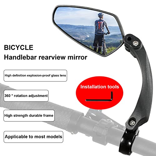 Bike Mirror Rotatable And Adjustable,Universal Bike Rear Mirror 360 Degrees Rotating Base Aluminum Alloy Bicycle Rear View Wide Angle Mirror For Cycling Black Left #TOP3