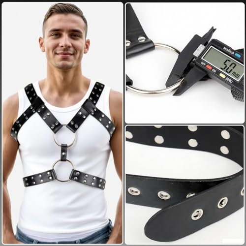 Men's Chest Harness Belt, Body Harness for Men, Adjustable PU Leather Male Punk Chest Belt Shoulder Harness Fashion Costumes for Cosplay Party4
