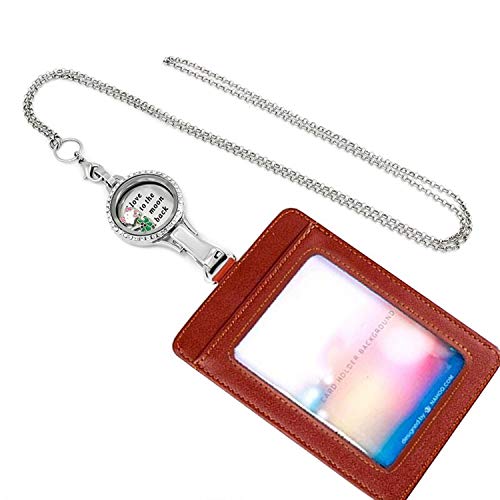 Bg247 Stainless Steel 30Mm Glass Floating Memory Living Locket Lanyard Necklace Id Badge Holder (Rose Gold Circle, No Stone) #TOP5