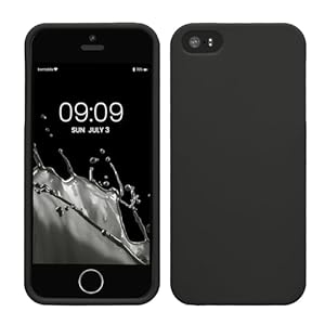 kwmobile Handyhülle für Apple iPhone SE (1.Gen 2016) / iPhone 5 / iPhone 5S Hülle - TPU Case - Kabelloses Laden - Schutzhülle Cover in Schwarz matt