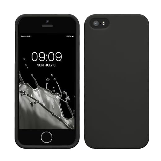 kwmobile Handyhülle für Apple iPhone SE (1.Gen 2016) / iPhone 5 / iPhone 5S Hülle - TPU Case - Kabelloses Laden - Schutzhülle Cover in Schwarz matt