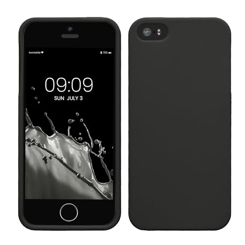 kwmobile Case for Apple iPhone SE (2016) / 5 / 5S - Slim Protective TPU Silicone Cover - Black Matte