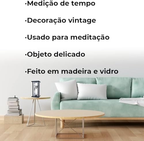 Ampulheta De Vidro E Madeira Para Decoração Com Tempo De 60 Minutos Temporizador Retrô De Areia Bran