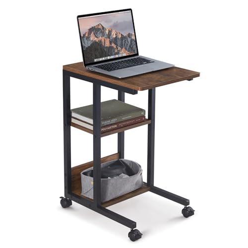 Farini C Shaped Sofa Side End Table, Mobile Snack Table