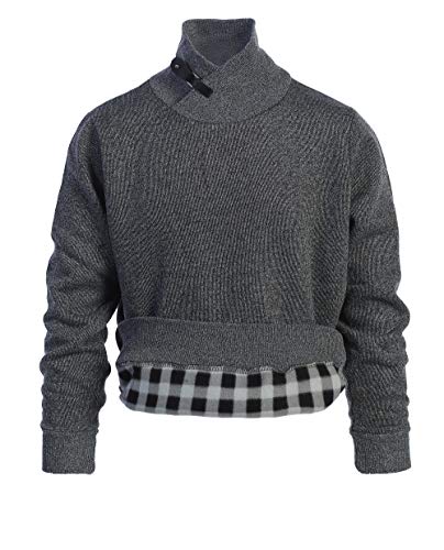 Gioberti Mens Knitted Turtleneck Collar Pullover Sweater With Soft Brushed Flannel Lining, Gray, X Large #TOP2