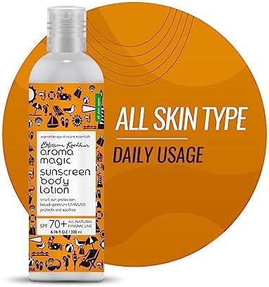 Aroma Magic Sunscreen SPF 70+ Body & Face Lotion Offers broad-spectrum UVA/UVB protection & relieves sunburns | with Zinc Oxide & Pro-Vitamin B5 (All skin types) 200ml