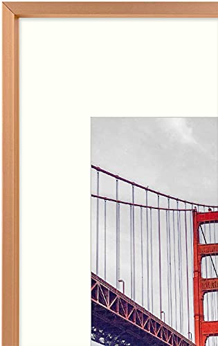 Frametory, 11X14 Aluminum Photo Frame With Ivory Color Mat For 8X10 Picture & Real Glass, Metal Picture Frame Collection (Rose Gold, 1-Pack) #TOP2