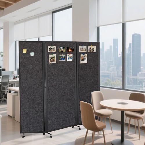 【届け先法人限定 】防音 パーテーション 3連 折りたたみ 1800×1800mm 連結可能 自立式 キャスター付き 移動式 吸音 オフィス 会議室 仕切り 学校 飲食店 目隠し パネル 可動式 コンパクト収納(XY-60180BK-3LIAN)