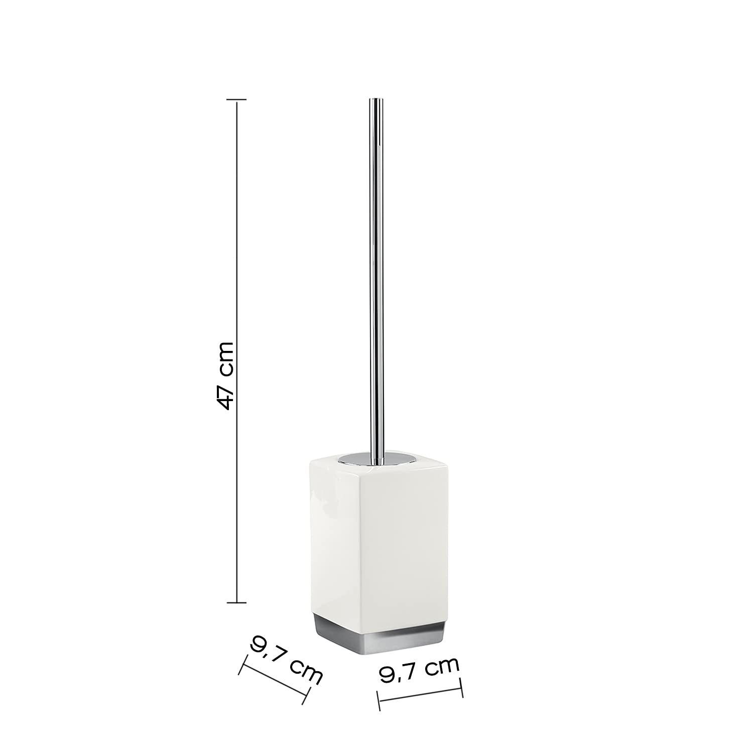 Gedy G-Lucy White Ceramic Toilet Brush Holder, Dimensions 47 x 9.7 x 9.7 cm and Weight 0.85 kg, R&S Design, 2 Year Warranty, Unique - Image 2