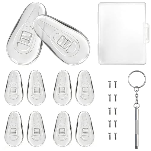 PTSLKHN 5 Pairs of Eyeglass Nose Pads Upgraded 15x8mm Soft Silicone Air Chamber Eyeglasses Nose Pads Screw-in Glasses Nose Pad Replacement Kit.