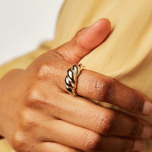 f me 10 pcs gold rings set for women non tarnish 18k gold plated chunky stackable rings statement stacking womens ring pack