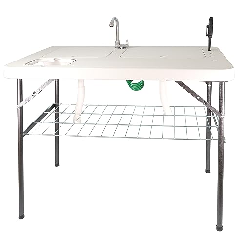 Lemodo klappbarer Filetiertisch | tragbare Camping Spüle | Outdoor Waschbecken mit 2 Spülbecken | Mobiles Spülbecken zur Erweiterung der Outdoorküche | Outdoor Spüle ideal für Angler