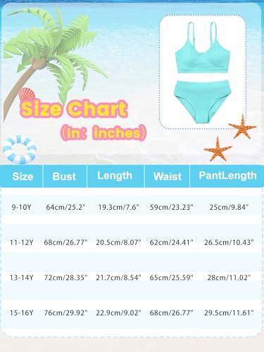 Image of Girl's 2 Piece Swimsuit Solid Spaghetti Strap Bikini Sets Beach Bathing Suit Swimwear for Teen Girls