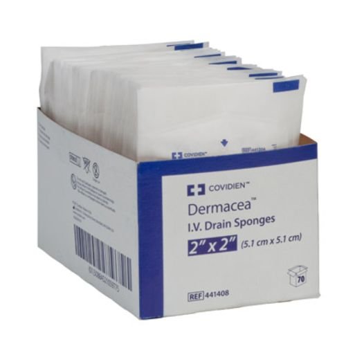 Covidien 441408 Dermacea I.V. Drain Sponges, 2" x 2" Size