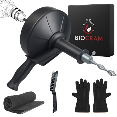 DESATASCADOR TUBERIAS PROFESIONAL de 10 metros. Desatascador tuberias para desague fregadero - Herramienta perfecta como desatascador fregadero y desatascador wc con guantes, Cepillo, Toalla y Manual.