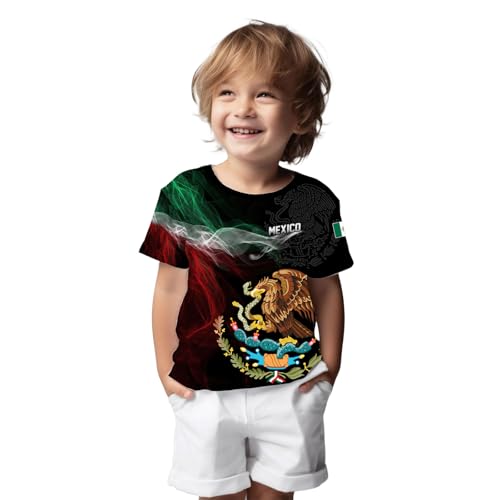 FAYBA Boys Aztec Mexican Shirts Boys Short Sleeves Mexico Shirt Mexico Jersey for Children's Tops3