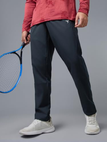 Image of TECHNOSPORT Men's Solid Slim Fit Sports Track Pants with TS LYTRA | Quick-Dry, Moisture-Wicking, UPF 50+ & Odour-Resistant Activewear for Gym, Running & Training