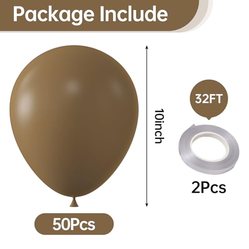 Image of KALOR 10 Inch Brown Balloons, 100 Pcs Latex Helium Balloons for Kid's Birthday Party Baby Shower Wedding Graduation Graduation Party Decorations