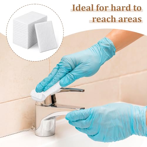 Image of 40 PCS White Non Woven Pads, Light Duty Scouring Pad, Abrasive Surface Scrubber, Non Scratch Scrubbing Pad, Multi Scouring Sponge for Home Workshop Cleaning Polishing(4 x 6 Inch)